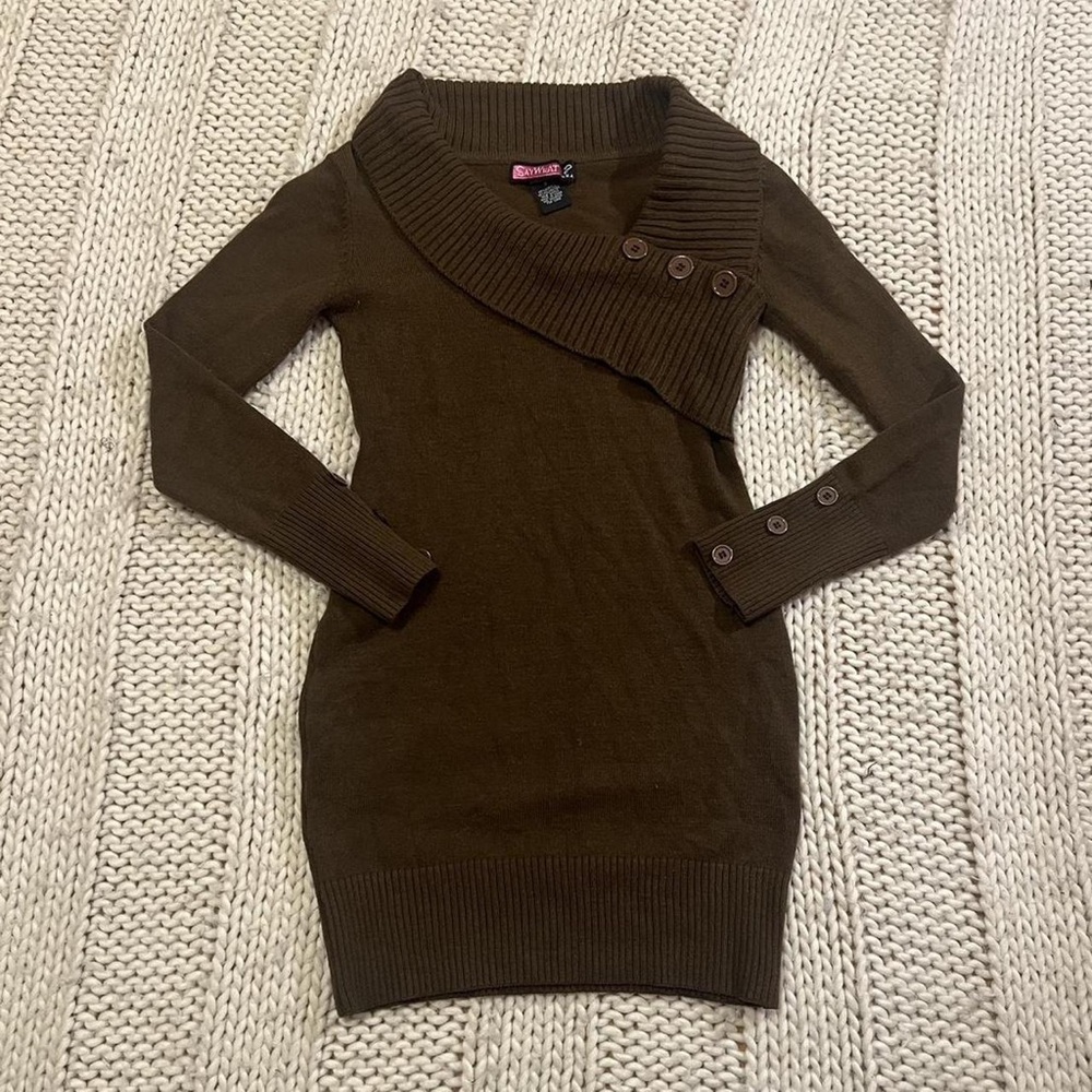 BONGO Chocolate Cowl Neck Sweater with Button Accents